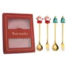 Set di stoviglie Regalo di Natale Set di posate da tavola Deco Decorazione dell'albero di alce Cucchiaio da dessert Forchetta da frutta Caffè