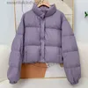 Women's Down Parkas Janveny 2023 New Short Puffer Coat Castary Fashion 90％White Duck Down Jacket Women Stand Collar Fe Feather Parkas Streetwear L231102