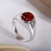 Anneaux de mariage mode rond rouge zircon cubique CZ fiançailles fête déclaration classique promesse bague femmes bijoux fantaisie