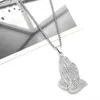 Pendentif Colliers Mans Zinc Alliage Coeur de Foi Priant Main Collier En Acier Inoxydable Boîte Chaîne Hip Hop Bijoux Cadeau Nkeb242