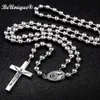 Man's Luxury Steel Catholic Rosary Cross Charm Necklace Pendant Center Center Connectorsクリスマス宗教財210621284g