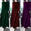Casual Dresses Dressing Up Ankle-Length Women Holiday Solid Color Velvet Long Dress Daily Clothing