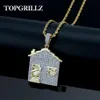 Trap House Pendant Halsband Män isade ut kubiska zirkoniumkedjor Koppar Material Hip Hop Punk Gold Silver Color Charms Jewelry J1907236W