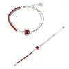 Braccialetti con ciondoli Bracciale LONDANY Stile giapponese e coreano Personalità Rubino INS Zircone rosso Donna