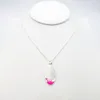 Nuevas señoras plata esterlina clásico cian rosa en forma de huevo salpicadura esmalte collar de plata joyería pareja regalo de vacaciones LJ201009202u