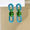 Stud Vintage Acrylique Chaîne Géométrique Longues Boucles D'oreilles Pour Femmes 2023 Punk Métallique Vert Dangle Boucle D'oreille Tendance y2k Bijoux 231101