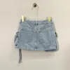 Jupes 2023 printemps et été vêtements de travail de poche faire vieux Denim une ligne jupe courte femme