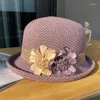 ベレー帽のフォーマルドレスウェディングフローラルフェドーラキャップ女性女性旅行用のエレガントパーティーの通気性盆地サンビーチの帽子