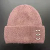 Beanie/Skull Caps Luxury Rhinestone Winter Hat Women Fluffy Angora Rabbit pälsen Beanies Lamer Shining Diamond Sticke Hatts Warm Ull Cap 231102