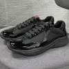 Men Americas Cup XL läder sneakers högkvalitativ patentläder platt tränare svart mesh snörning casual skor utomhus löpare tränare sportskor med låda väska nr53