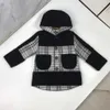 Nuova giacca autunnale per ragazzi e ragazze Cappotto per bambini con cappuccio a maniche lunghe Taglia 90-160 Tessuto di lana scozzese Vestiti per bambini Nov05