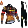 Cycling Jersey Sets JUMBO Team fleece Long Sleeve winter Bib Pants Ropa Ciclismo Bicycle warm Clothing MTB Bike Clothes Uniform 231102