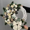 Flores decorativas 10/20/25/30cm grinalda de natal anel de rattan branco vime guirlanda artificial para casamento natal decoração de casa ano