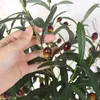 Dekorativa blommor konstgjorda olivgröna lämnar trädgrenar frukt falska växter xmas bröllopspografi rekvisita arrangemang hem dekoration