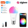 Tuya Wi -Fi / Zigbee Smart Bulb E27 LED 램프 Dimmable RGB CW Smart Light Bulbs With Alexa / Google Home Smart Life App Control