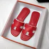 Pantofole Sandali Scivoli moda estiva femminile fuori indossare nuovo stile netto rosso fondo piatto turismo spiaggia una parola sandali in pelle 34-43