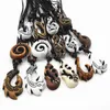 Whole lot 15pcs Mixed Hawaiian Jewelry Imitation Bone Carved NZ Maori Fish Hook Pendant Necklace Choker Amulet Gift MN542 2201215D