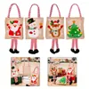 Kerstversiering 1 stks Ornament Cartoon Print Hangend Gestreept Been Draagtas Vakantiecadeau Handtas Herbruikbaar Voor Snoepcontainers