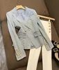 Y063 Jaquetas Femininas designer HIGH STREET Designer Lawyerbaes Lawyer Feminino Botões de Leão de Seio Duplo Jacquard Denim Blazer S-5XL