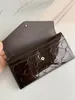 Designer de moda carteiras de luxo envelope bolsas homens mulheres laca carteira de couro em relevo carta de flor longa titular de cartão dinheiro sacos de embreagem com caixa original