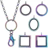 10pcs lot Rainbow color Round Floating Charms Locket Pendant for women Necklace Magnetic Memory Living Glass Locket With Chains Y1278f