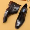 Buty luksusowy męski pasek klamry kostki zwykłe sukienka buty biuro biuro ślub prawdziwa skóra dla mężczyzn