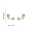 Stud Earrings Luxury Back Korean Fashion Pearl Hanging Earrin Zircon Tulip Flower Exquisite Jewelry