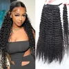 100% Extension de queue de cheval bouclée de cheveux humains avec cordon de serrage pour femmes 100g 10-30" de long noir naturel profond bouclé crépus queue de cheval droite postiche enveloppes avec clips