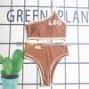 Eine Schulter Bikini Set Frauen Split Bademode Hohe Taille Badeanzug Buchstaben Drucken Badeanzug Frau Beachwear