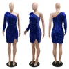 Casual Dresses 2023 Fashion Sexy One Shoulder Sequin Skirt Slit Bag Hip Slim Nightclub Dress Wholesale And Retail