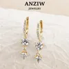 Ear Cuff Anziw 4mm 5mm Round Long Tassel Earrings 100 925 Sterling Silver Women's Hoop Dangle Wedding Jewelry Gifts 231101