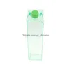 Water Bottles Ups 500Ml Milk Box Plastic Carton Acrylic Bottle Clear Transparent Square Juice For Outdoor Sports Travel 7.23 Drop De Dhcza