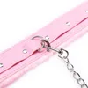 Bondage Collare a catena in pelle PU rosa sexy con guinzaglio Collare BDSM Bondage Gear Giochi per adulti Accessori per il sesso Imbracatura Giocattoli per adulti 231101