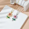 Anhänger Halsketten Licht Luxus Zirkon Sonnenblumen Halskette Edelstahl Mode Pflanze Blume Choker Schmuck Party Geschenke Für Frauen Mädchen