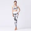 Kvinnors tvåbitar byxor Kvinnor Fashion Clothes Fitness Two-Piece kostym Tryckt Sports Bh Leggings Set Push Up Training Clothing Running