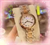 Popular pequeno mostrador de lua relógio de movimento de quartzo de luxo pulseira de aço inoxidável relógio feminino rosto redondo amantes da moda escolha da estrela rosa caixa de prata relógios presentes