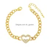 Chain Link Chain Bohemen Hart Goud Kleur Dames Armbanden Hamsa Witte Zirkonia Trendy Sierlijke Vriendschap Sieraden Drop Delive Dhgarden Dh6Jr