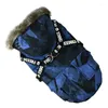 Abbigliamento per cani Cappotto invernale per cani Cucciolo Giacca in peluche extra calda Abbigliamento per animali antivento impermeabile con imbracatura per l'escursionismo in campeggio