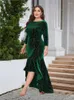 Plus Size Dresses Autumn Long Dress Women Irregular Modis Fishtail Ruffle Pleated Ladies Print Bodycon Elegant Woman 2023