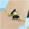 Catena a maglie Versione coreana di ossido cubico Cristallo Farfalla Bracciale regolabile in oro Gioielli femminili Regalo maschile Exq Dhgarden Dhhth