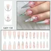 False Nails Pink Green Gradients Fake With Rhinestone Charming Comfortable To Wear Manicure For Women And Girl Nail Salon