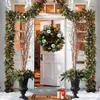 Decorative Flowers Wreaths Christmas Theme Eucalyptus Pumpkin Wreath PE Foam Material 40x40cm Manual Home Part Atmosphere Decorations 231102