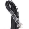 Bondage Sexy Spank Queen Whip Adulte Jeu Transparent Cristal Verre Godes Poignée En Cuir Pénis Fouets BDSM Bondage Sex Toys Cock Fetish 231101