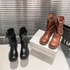 Boots miui talons Martin Chaussure grossière Famille pour femmes 2024 New British Style Élévé Sole Sole Bottes courtes Western Cowboy Boots Boots Knight