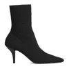 Damen-Designer-Stiefel, modisch, luxuriös, schwarz, gestrickt, elastische Stiefeletten, hochwertige quadratische Zehenkappe, Damen-Stiletto-Schuhe, EUR 42