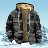 Men's Hoodies Warm Hoodie Zipper For Men Casual Color Block Prints Colorful Winter Coat Long Sleeve Sweatshirt Hooded Jacket Outerwear