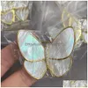 V الذهب الطبيعي الأبيض Fritillaria Gray Vanly Cleefly Butterfly Brooch CNC Edition High Smooth FL و Round Drop Dropress Dhei6