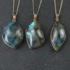 Colliers avec pendentif gratuit à partir de 3 pièces en pierre de Labradorite naturelle irrégulière 35-50mm collier incrusté au clair de lune accessoires sans chaînePendentif