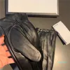 Leather Gloves Letter Metal Black Mittens Stylish Soft Cashmere Mitten For Men Simplicity Warm Glove