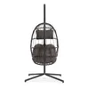 Camp Furniture Outdoor Patio Wicker Hanging Chair Swing Egg UV Resistant Dark Grey Cushion Aluminum Frame